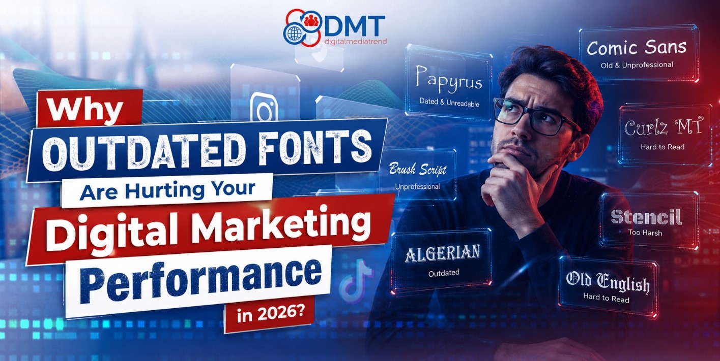 Digital Marketing Services in Lahore Digital marketing in 2026 is more competitive than ever. Businesses in Pakistan are investing heavily in website design, SEO, social media marketing, content creation, and paid advertising to attract customers. While many companies focus on advanced marketing strategies, they often overlook one critical design element that directly impacts user engagement and conversions: typography. Fonts play a significant role in how people perceive your brand. The right typography can improve readability, increase trust, enhance user experience, and boost conversion rates. On the other hand, outdated fonts can make your website, advertisements, and marketing materials appear unprofessional, difficult to read, and disconnected from modern design standards. Many businesses spend thousands of rupees on digital marketing campaigns but lose potential customers because their visual presentation does not meet modern expectations. At DMT Lahore, we have observed that typography is one of the most underestimated factors affecting digital marketing performance. Outdated-Fonts-Hurting-Digital-Marketing The Importance of Typography in Digital Marketing Typography is more than just choosing a font. It is the art and science of arranging text to make content readable, attractive, and engaging. Typography influences: • User experience • Website engagement • Brand perception • Conversion rates • Mobile usability • Social media performance • SEO indirectly through user behavior When users visit your website, typography is one of the first visual elements they notice. If the text looks old-fashioned, cluttered, or difficult to read, visitors may leave before exploring your products or services. First Impressions Matter More Than Ever Research consistently shows that users form opinions about a website within seconds. Before they read your content, they judge your business based on visual presentation. Outdated fonts often create impressions such as: • Unprofessional business • Poor website maintenance • Lack of innovation • Low-quality products or services In contrast, modern typography communicates: • Professionalism • Trustworthiness • Innovation • Attention to detail In Pakistan's growing digital economy, businesses cannot afford to lose potential customers due to poor design choices. Outdated Fonts Reduce Readability One of the biggest problems with old fonts is poor readability. Many traditional fonts were originally designed for print rather than digital screens. Today's users access websites primarily through smartphones and tablets. Common readability issues include: • Small character spacing • Complex letter shapes • Poor mobile rendering • Eye strain during long reading sessions When users struggle to read your content, they are more likely to leave your website quickly. Modern fonts are designed specifically for digital environments and provide: • Better screen visibility • Improved readability • Faster content consumption • Enhanced user satisfaction Better readability directly contributes to longer session durations and improved engagement. Mobile Users Expect Modern Typography Pakistan has experienced significant growth in smartphone usage over the past decade. Most online traffic now comes from mobile devices. Mobile users require: • Clear text • Responsive typography • Proper spacing • Easy navigation Outdated fonts often fail to adapt effectively across different screen sizes. Problems include: • Text appearing too small • Letters overlapping • Poor readability on smaller screens • Increased bounce rates Modern fonts are optimized for responsive web design and provide a seamless experience across devices. Since Google prioritizes mobile-friendly experiences, typography plays a critical role in overall website performance. Typography Impacts Brand Credibility Consumers judge businesses based on appearance. Imagine two companies offering identical services: Company A uses modern, clean typography. Company B uses outdated fonts that resemble websites from a decade ago. Most users will naturally trust Company A more. Typography affects: • Brand perception • Professional image • Customer confidence • Purchase decisions In highly competitive industries such as education, e-commerce, real estate, healthcare, and digital marketing, brand trust can significantly influence conversions. Businesses in Pakistan must ensure their visual identity reflects modern standards. Outdated Fonts Can Hurt Conversion Rates Every marketing campaign has a goal: • Generate leads • Increase sales • Encourage inquiries • Build brand awareness Typography directly influences these outcomes. When visitors encounter difficult-to-read content, they are less likely to: • Complete forms • Contact your business • Purchase products • Subscribe to newsletters Modern typography creates a smoother user journey. Benefits include: • Easier content consumption • Improved call-to-action visibility • Higher engagement • Better conversion rates Even small typography improvements can lead to measurable increases in conversions. Social Media Graphics Need Modern Fonts Social media platforms are highly visual environments. Users scroll quickly through content on: • Facebook • Instagram • LinkedIn • TikTok • YouTube Outdated fonts can make your graphics appear: • Unprofessional • Low quality • Visually outdated Modern typography helps: • Capture attention • Improve readability • Strengthen branding • Increase engagement Businesses investing in social media marketing should regularly update their font styles to align with current design trends. SEO Is Indirectly Affected by Typography Typography is not a direct Google ranking factor. However, it influences several user behavior signals that affect SEO performance. These include: Bounce Rate If users find content difficult to read, they leave quickly. Time on Site Readable content encourages visitors to stay longer. User Engagement Better typography improves content interaction. Mobile Experience Google rewards websites that provide positive mobile experiences. Improved typography can contribute to stronger SEO performance by enhancing user satisfaction. For businesses looking to improve search rankings, combining modern design with SEO strategies is essential. DMT Lahore often recommends typography optimization as part of a comprehensive digital marketing approach. Modern Consumers Expect Contempomt lahorerary Design Consumer expectations continue to evolve. People compare your website with modern digital experiences they encounter daily. If your website uses typography that appears outdated, visitors may perceive your business as behind the times. Modern typography communicates: • Innovation • Relevance • Growth • Professionalism Businesses that fail to update their visual identity risk losing customers to competitors with stronger digital experiences. Accessibility Matters in 2026 Accessibility is becoming increasingly important worldwide. Businesses must ensure their content is accessible to all users, including those with visual impairments. Modern fonts support accessibility through: • Clear letterforms • Better spacing • Improved readability • Enhanced screen compatibility Outdated fonts often create accessibility challenges. Improving accessibility not only helps users but also enhances brand reputation and customer satisfaction. Common Signs Your Fonts Are Outdated You may need a typography update if: • Your website hasn't been redesigned in years. • Text appears difficult to read on mobile devices. • Social media graphics look old-fashioned. • Bounce rates are increasing. • User engagement is declining. • Visitors spend little time on your pages. • Your branding feels inconsistent. A typography audit can reveal opportunities for improvement. How to Choose Modern Fonts in 2026 When selecting fonts, focus on: Readability Choose fonts that are easy to read across all devices. Simplicity Avoid overly decorative styles. Consistency Use the same typography across all marketing channels. Mobile Optimization Ensure fonts display properly on smartphones and tablets. Brand Alignment Your typography should reflect your company's personality and values. Modern typography should support both aesthetics and functionality. The Future of Typography in Digital Marketing Typography continues to evolve alongside technology. Emerging trends include: • Variable fonts • AI-assisted design systems • Personalized user experiences • Enhanced accessibility features • Faster web performance through optimized font loading Businesses that embrace these innovations will be better positioned to compete in the digital marketplace. Typography will remain a fundamental component of effective digital marketing strategies. Frequently Asked Questions (FAQs) 1. Why are outdated fonts bad for digital marketing? Outdated fonts can reduce readability, weaken brand credibility, create a poor user experience, and lower conversion rates. 2. Do fonts affect SEO rankings? Fonts are not a direct ranking factor, but they influence user behavior metrics such as bounce rate, engagement, and time on site, which can impact SEO performance. 3. What makes a font modern in 2026? Modern fonts are clean, highly readable, mobile-friendly, accessible, and optimized for digital screens. 4. How often should businesses update their typography? Businesses should review their typography every few years or whenever they redesign their website or refresh their branding. 5. Can changing fonts increase conversions? Yes. Improved readability and user experience often lead to better engagement, higher trust levels, and increased conversion rates.